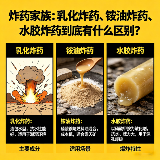 总口管理区炸药家族：乳化炸药、铵油炸药、水胶炸药到底有什么区别？